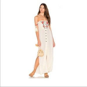 Cleobella Solita Embroidered Maxi Dress, Size M, Ivory
